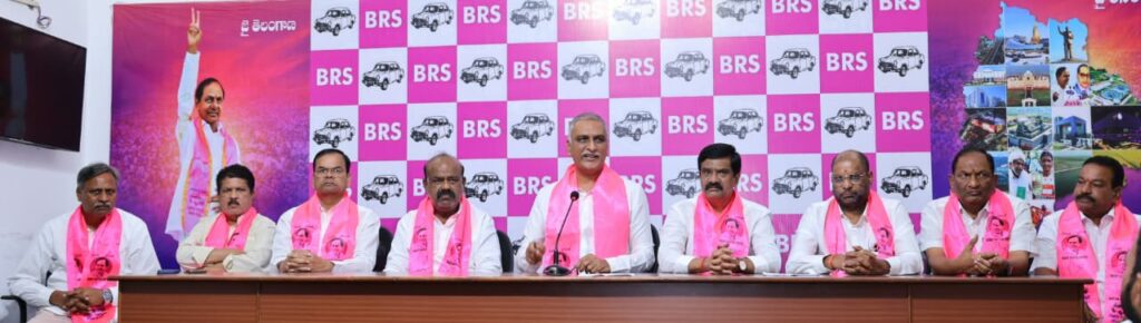 EX MINISTER HARISH RAO PRESS MEET AT TELANGANA BHAVAN
