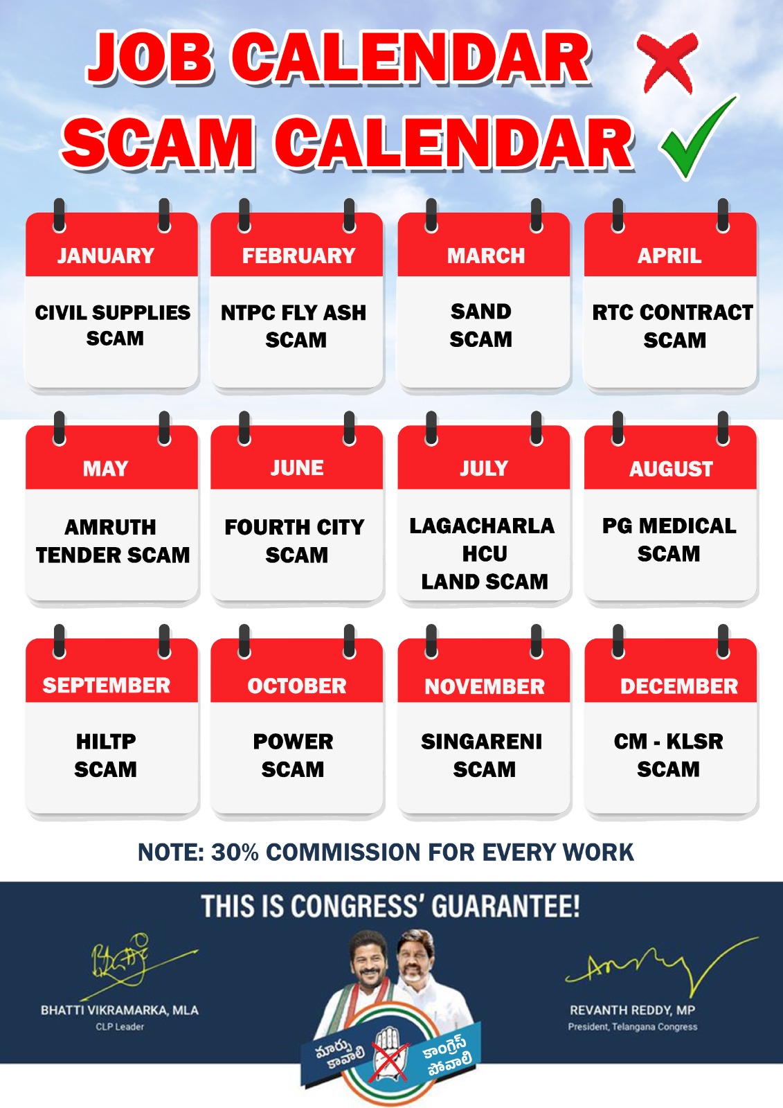 కాంగ్రెస్ స్కాం క్యాలండ‌ర్ విడుద‌ల