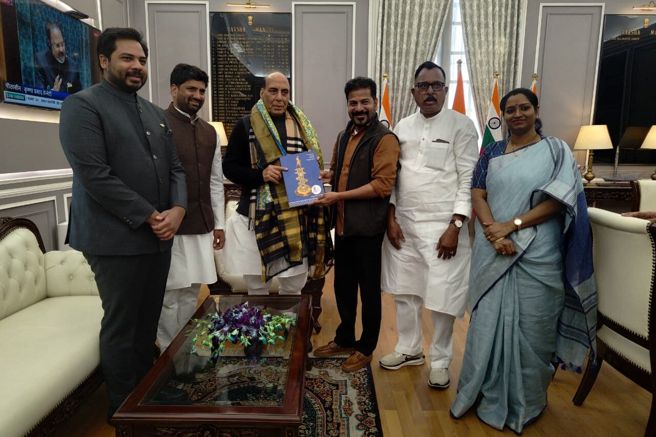 CM REVANTH REDDY INVITING RAJNATH SING