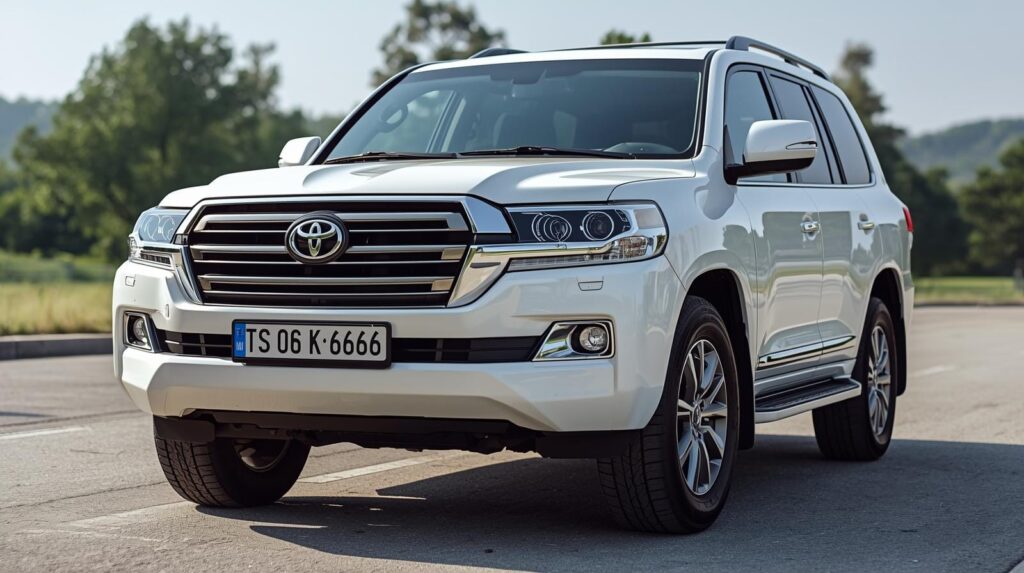 WHITE COLOUR LAND CRUISER CAR