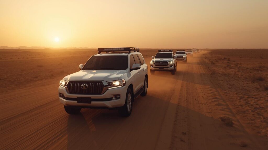 WHITE COLOUR CARS CONVOY