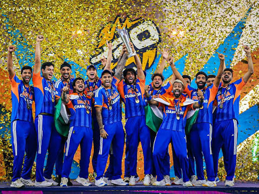 ICC T-20 WORLD CUP WINNING  TEAM INDIA WITH TROPHY