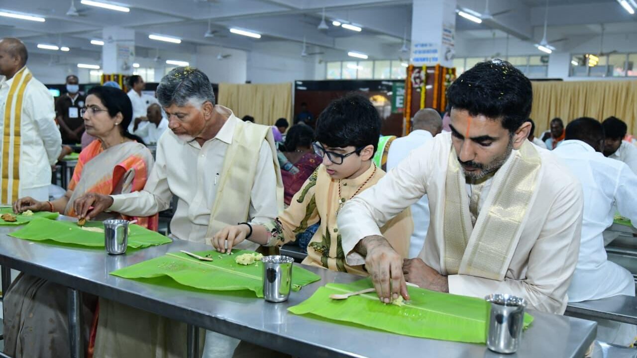 BABU FAMILY TAKING ANNA PRASADAM AT VENGAMAMBA