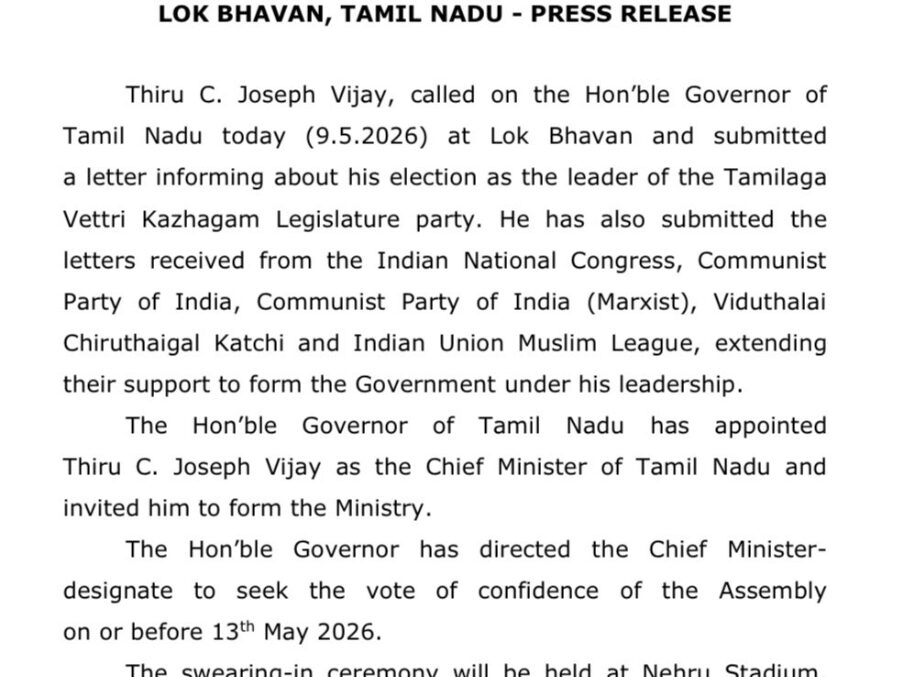 GOVERNOR INVITED FOR NEW GOVERNMENT