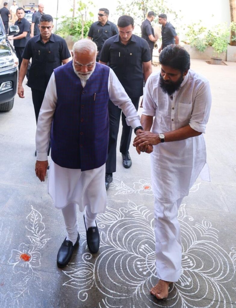 PAWAN WELCOMING  PRIME MINISTER MODI