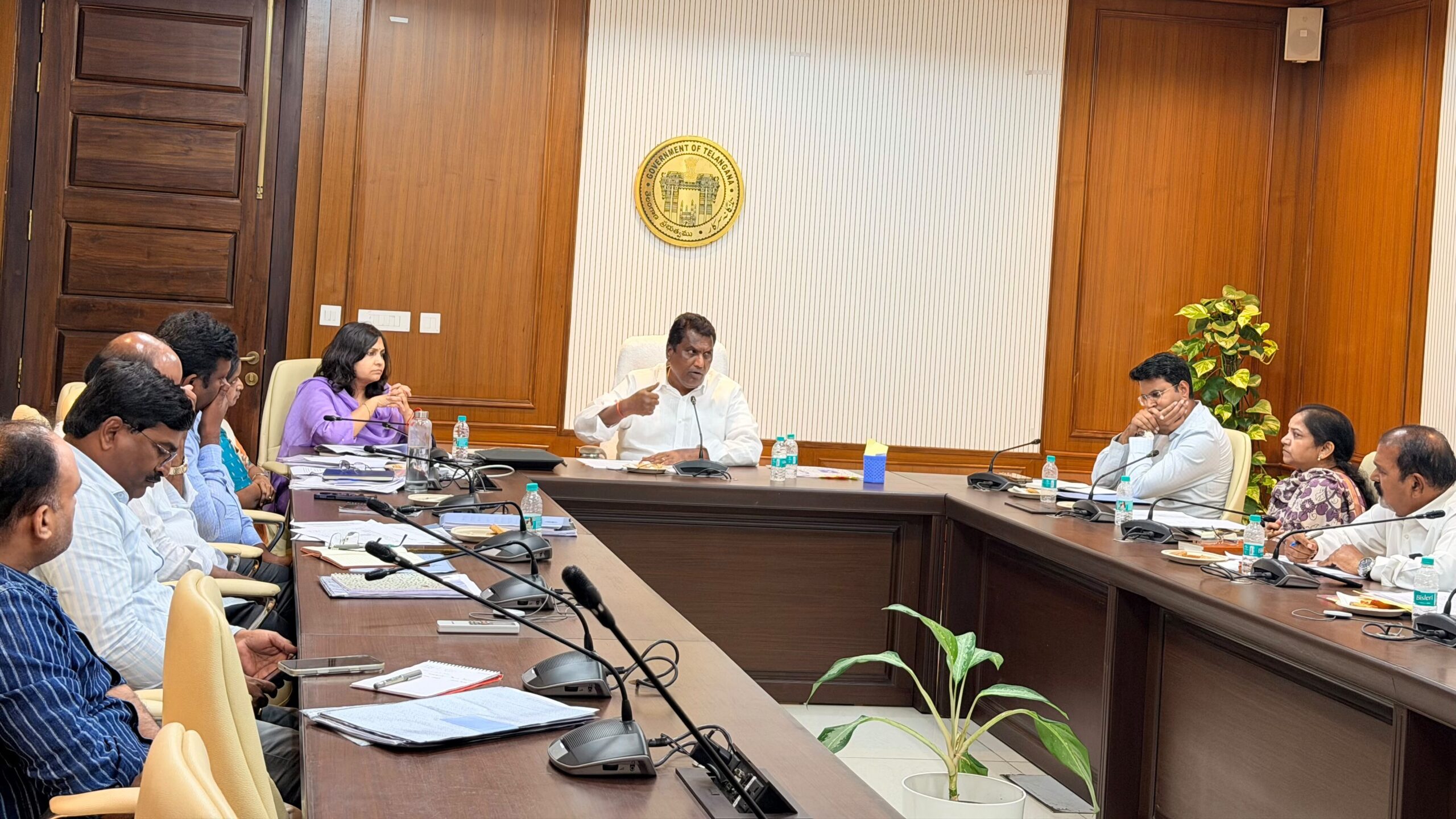 minister adluri laxman review on schools